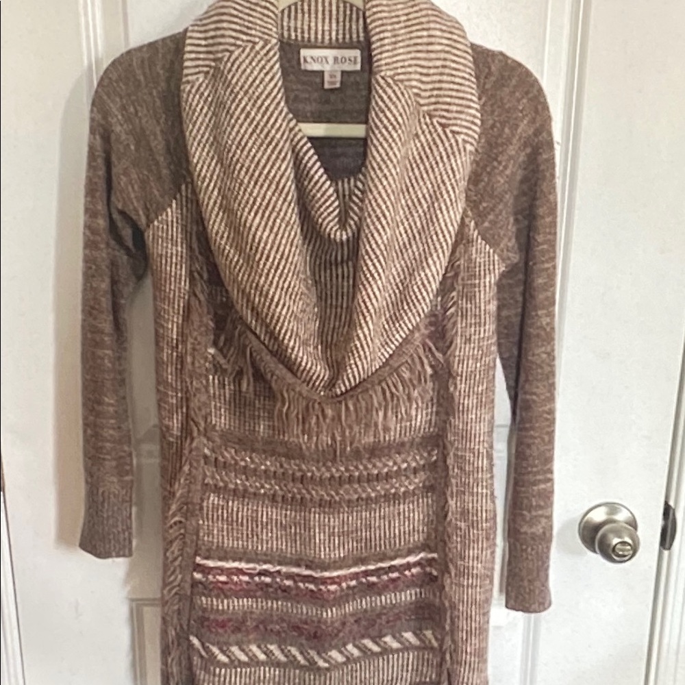 Knox Rose Women's Brown and Cream Cowl Neck Sweater